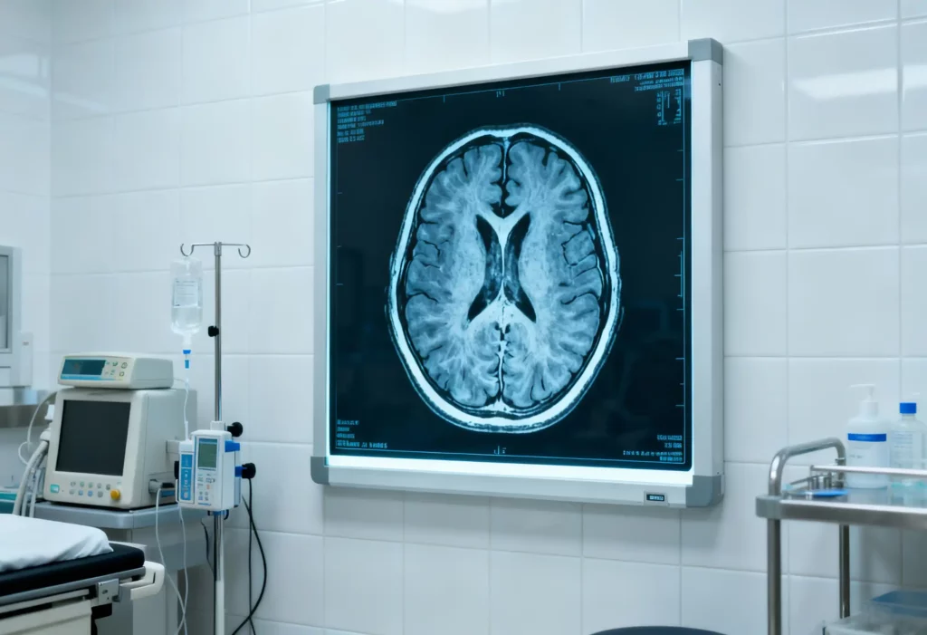 Aivokuvan kuva seinällä lääkintähuoneessa