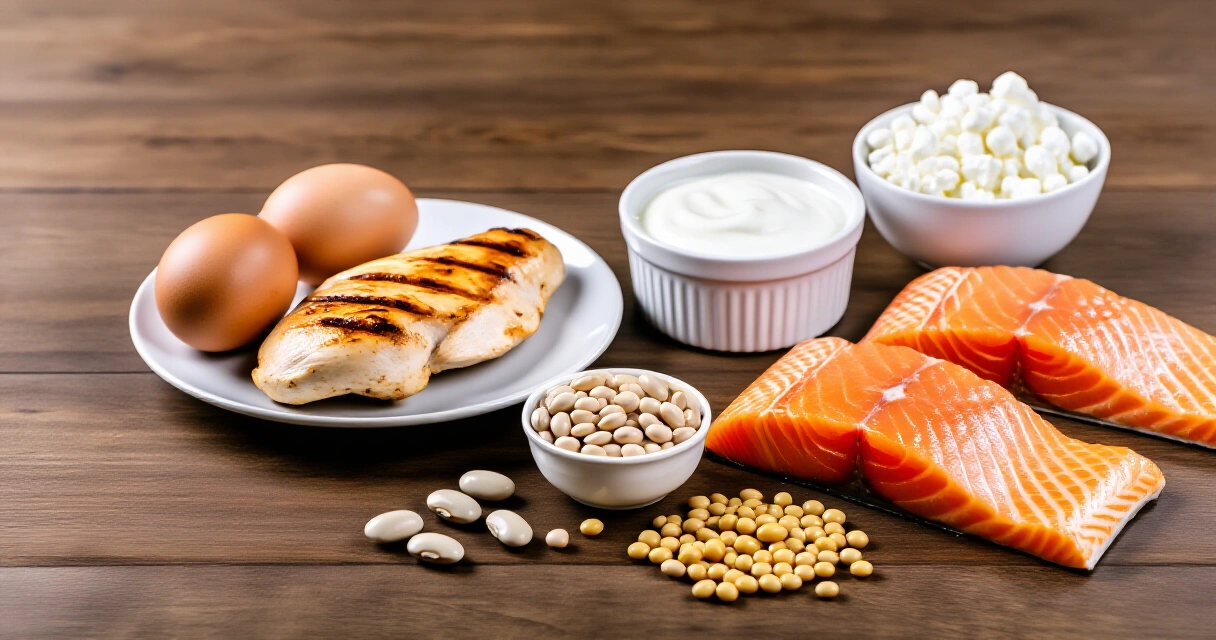 Proteiinipitoisia ruokia lihasmassan kasvattamiseen: kana, munat, lohi ja palkokasvit