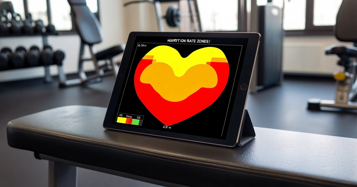 Sykevyöhykekaavio tabletilla kuntosalin penkillä